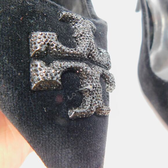 Tory Burch Women's Black Eleanor Velvet Slingback Pumps - Size 7.5 Shoes - Picture 7 of 14